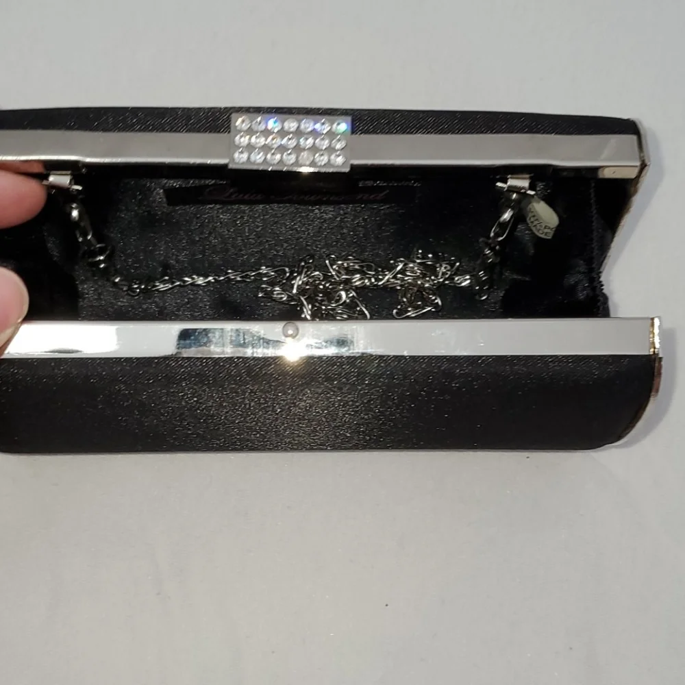 Black satin clutch